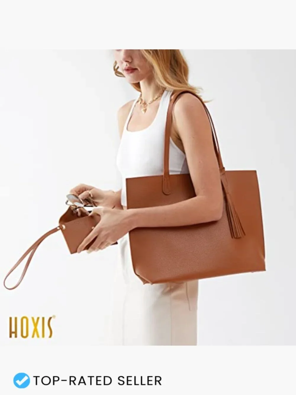 Women's Faux Leather Tote Bag Minimalist Chunky Handbag Work Office Purse